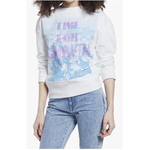BP. Pullover Sweatshirt White Time For Growth Organic Cotton Size XS